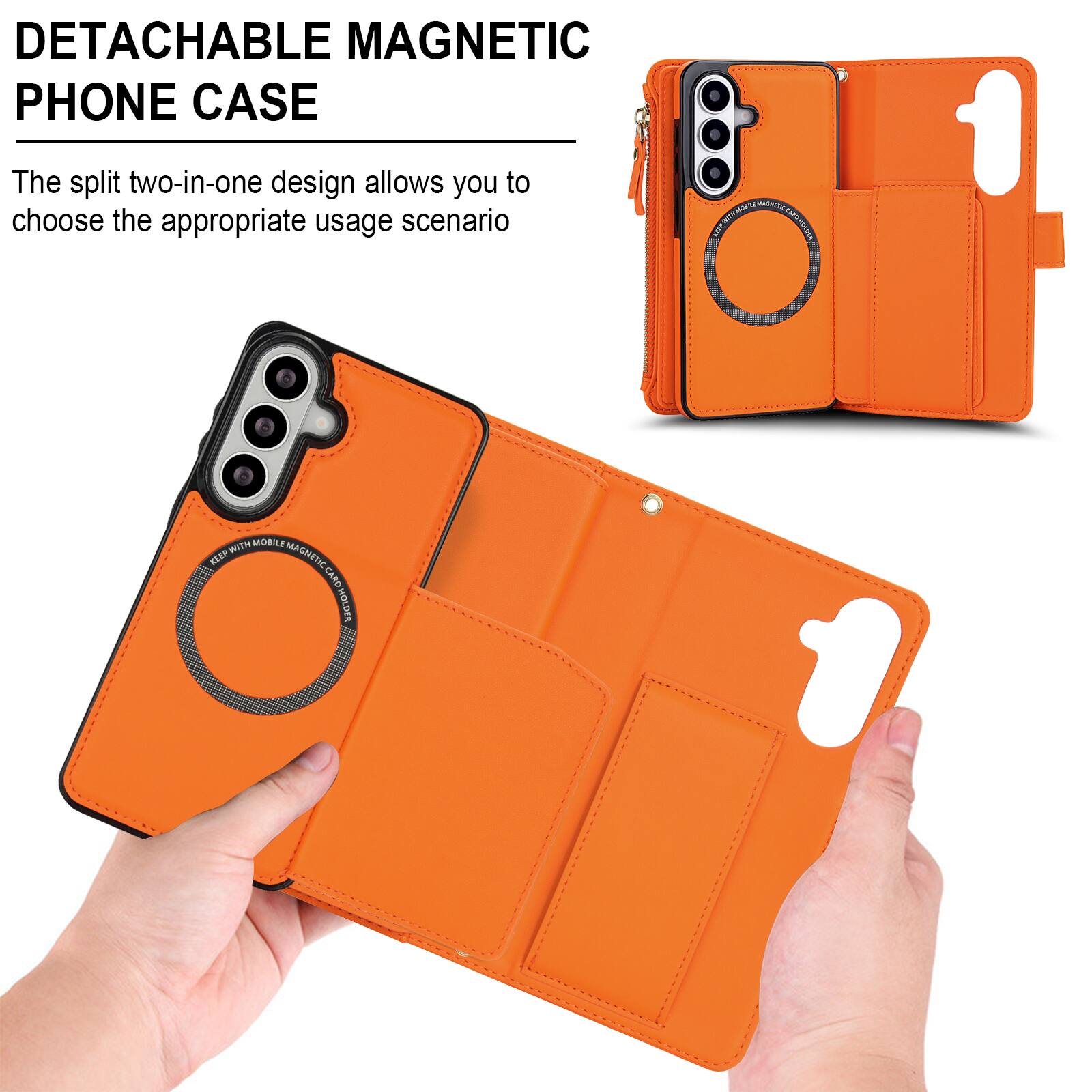 DETACHABLE MAGNETIC PHONE CASE

The split two-in-one design allows you to choose the appropriate usage scenario

WITH MOBILE KEEP MOBILE MAGNETIC CARD HOLDER