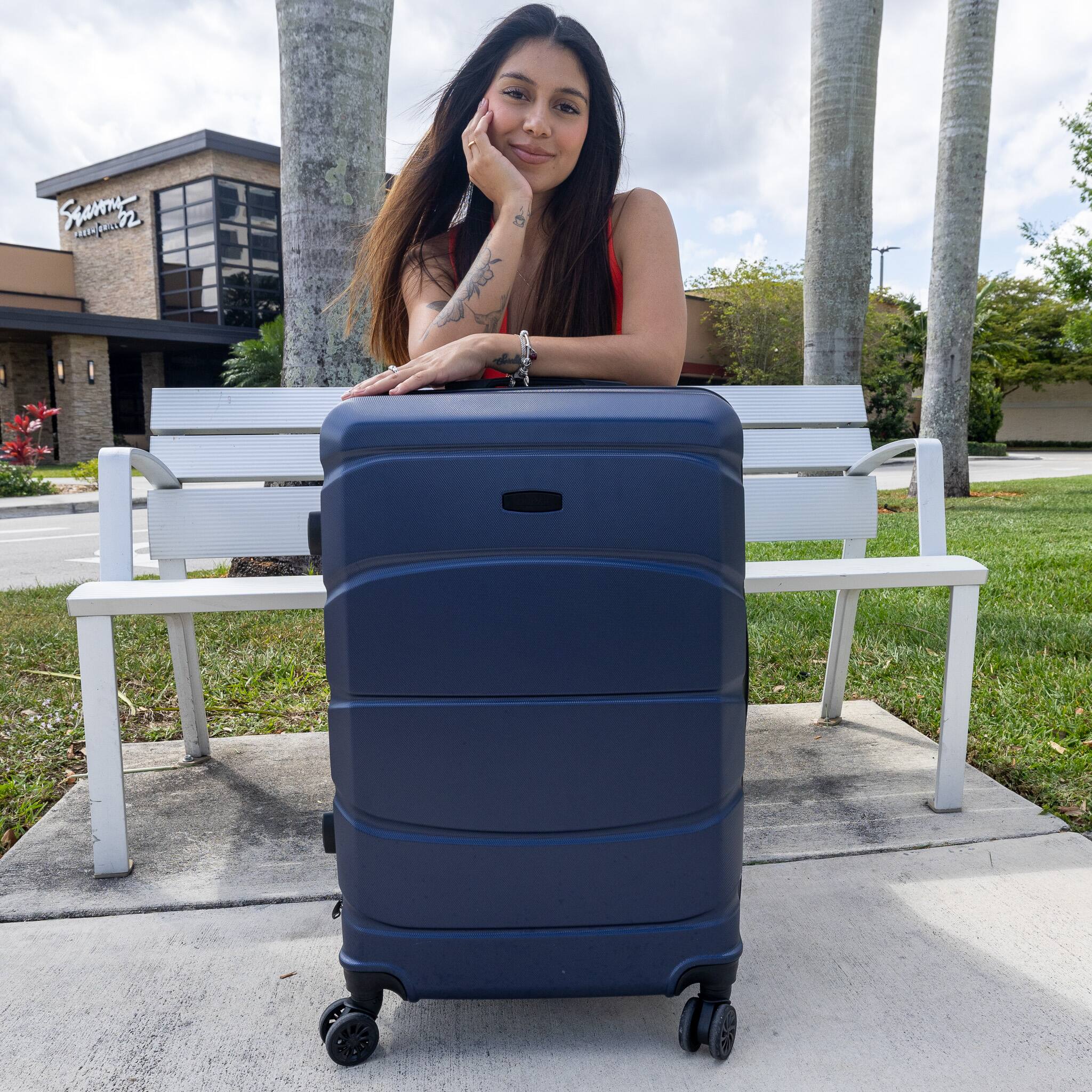 Alt View 1. DUKAP - Sense Lightweight Hardside Spinner Luggage 24" - BLUE.