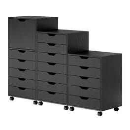 Winsome Wood - Halifax 3-Pc Multi-Drawer Storage Cabinet Set - Black