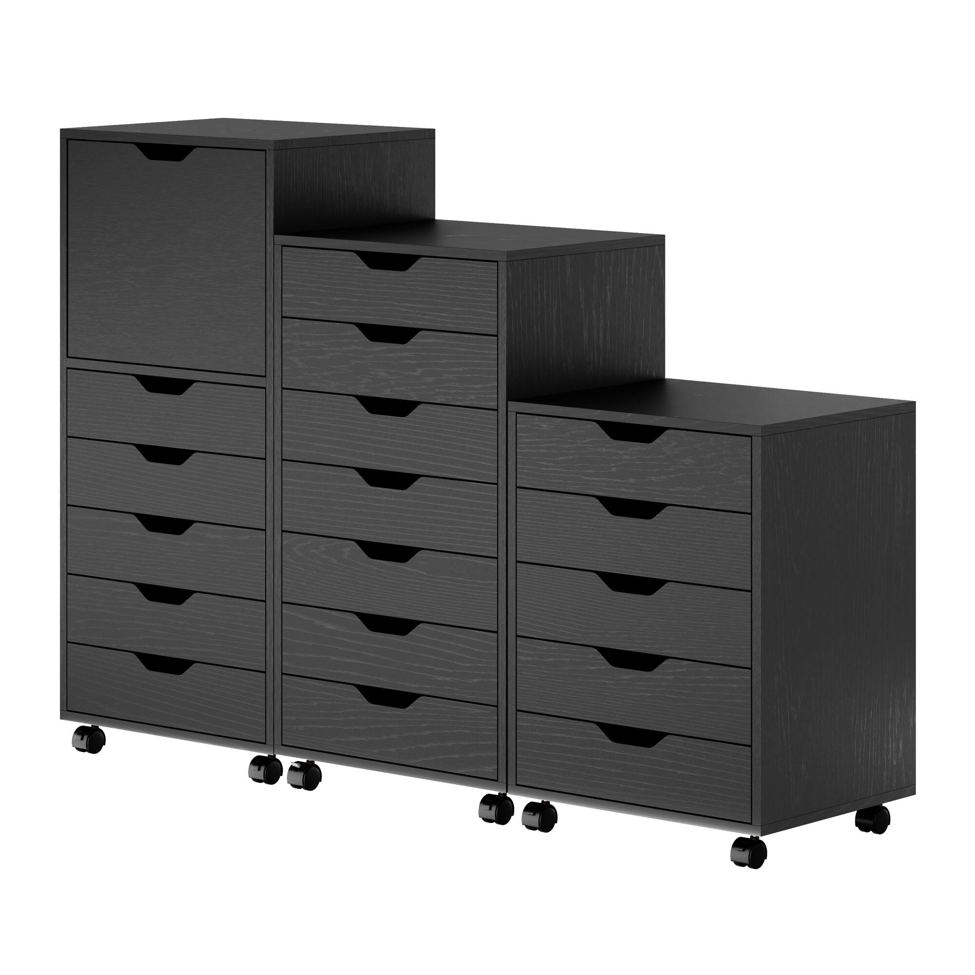 Front. Winsome Wood - Halifax 3-Pc Multi-Drawer Storage Cabinet Set - Black.