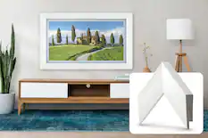 Front. Deco TV Frames - Premiere Bezel for Samsung the Frame TV - 43" - Gloss White.