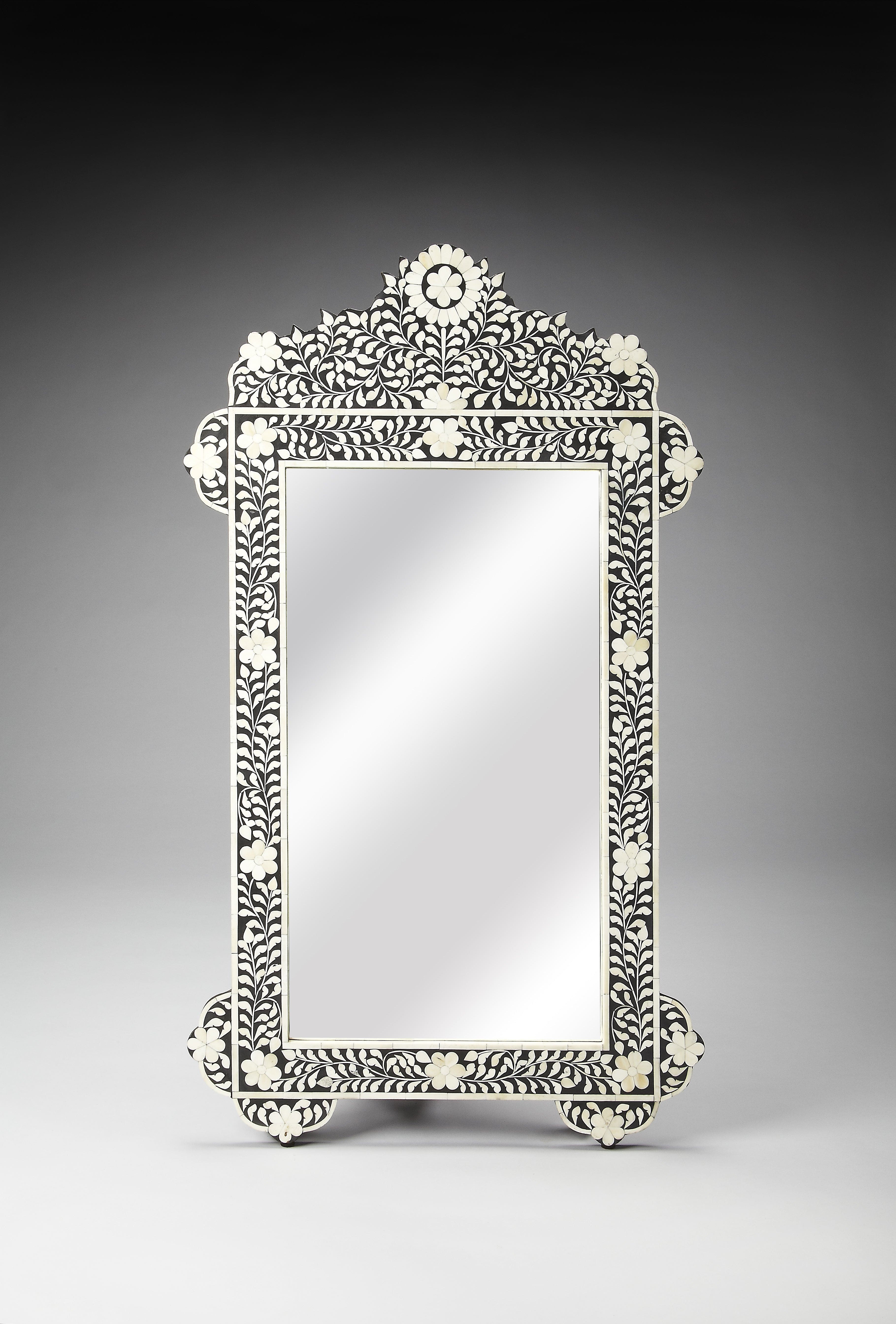 Butler Specialty - Vivienne 28 in. W x 48 in. H Rectangular Crown Bone Inlay Wall Mirror - Black and White price history on PriceWatchPro