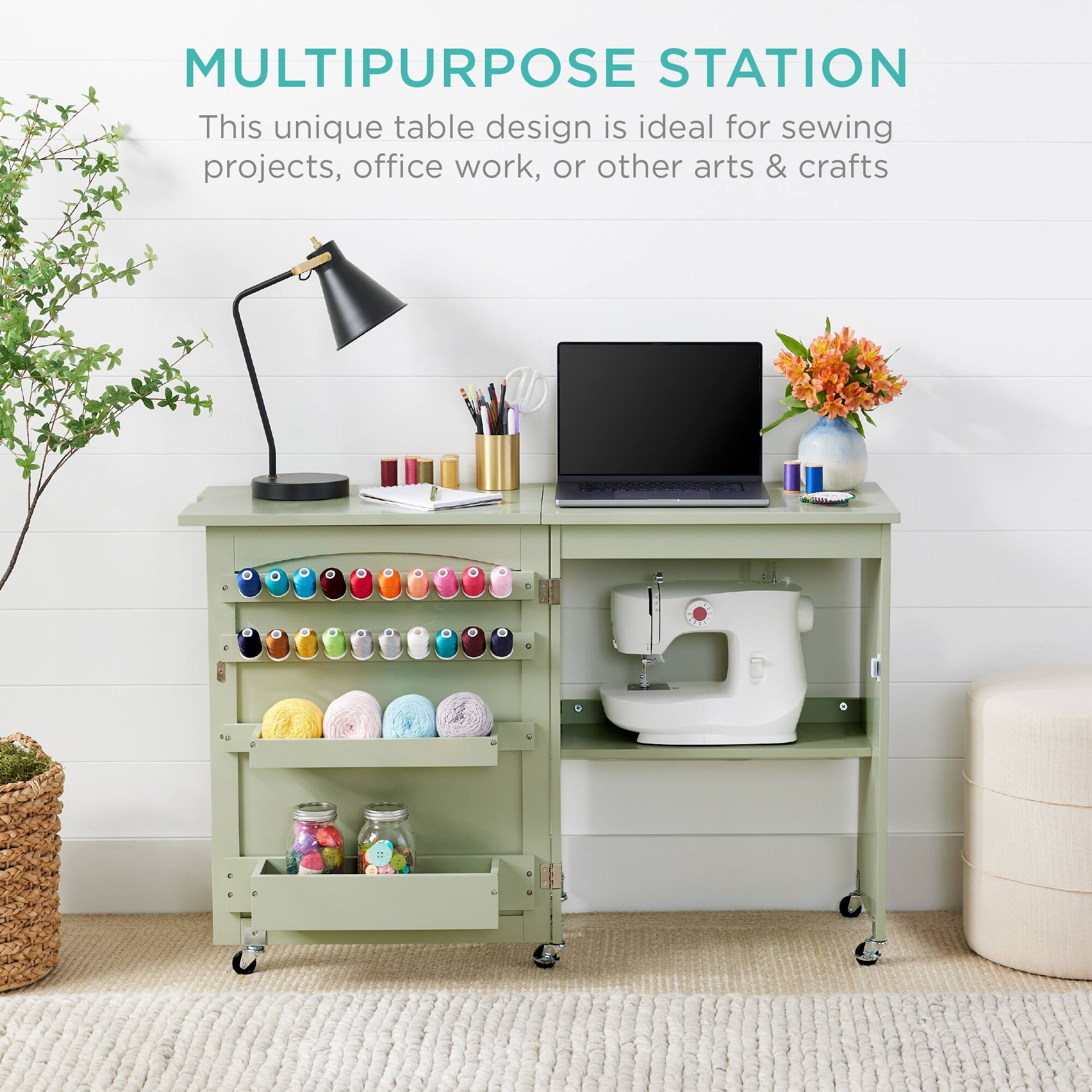 MULTIPURPOSE STATION

This unique table design is ideal for sewing projects, office work, or other arts & crafts