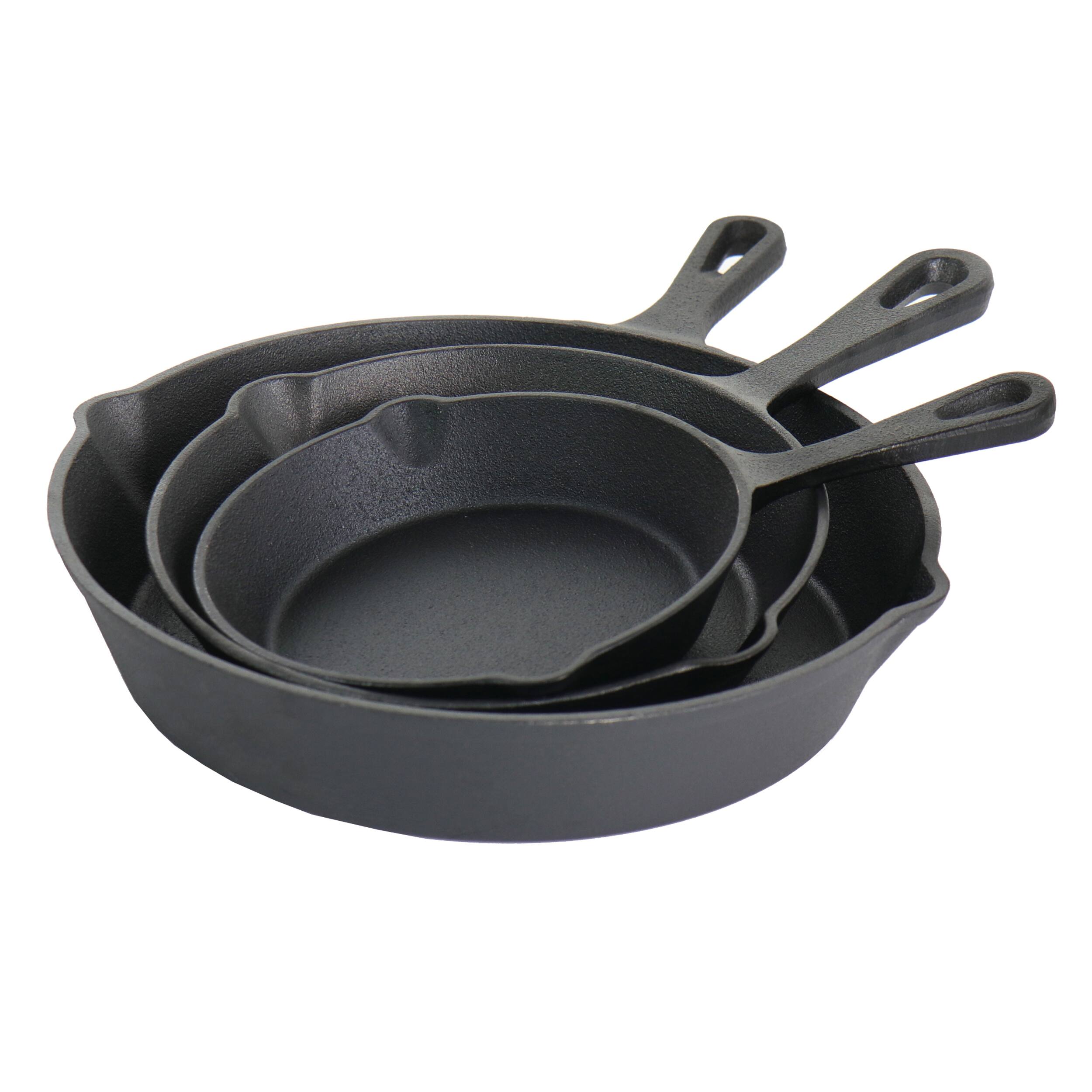 Alt View 1. Gibson - Gibson Home Brickstone 3 Piece Pre-Seasoned Cast Iron Skillet Set in Black - Black.