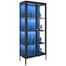VEVOR - Display Cabinet with Glass Door, 66 in Tall 4-Tier Lighted Display Case with 3 Color Lights, Metal Storage Cabinet - Black