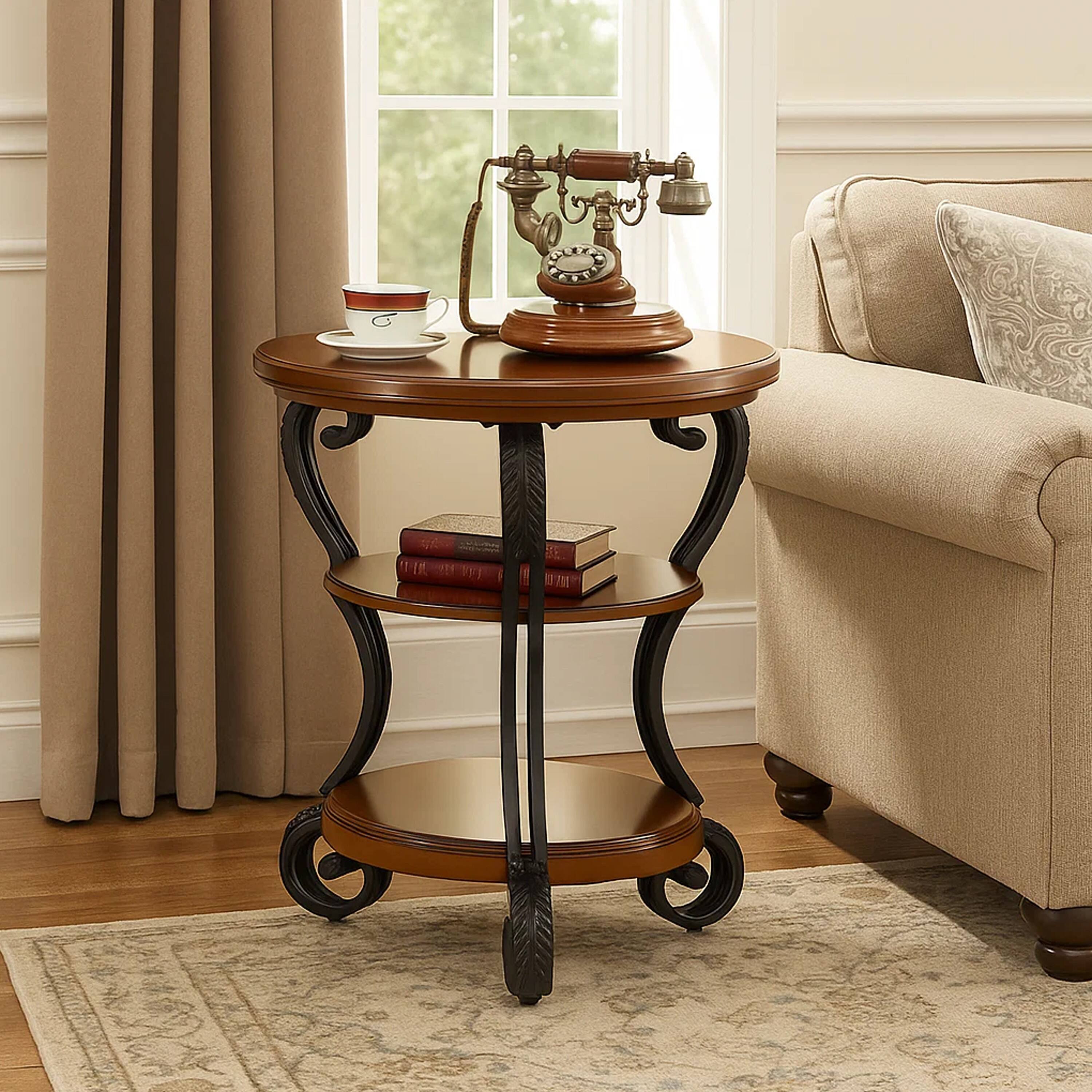 Alt View 6. Manhattan Lane - May Transitional Style Side Table - Brown Cherry.