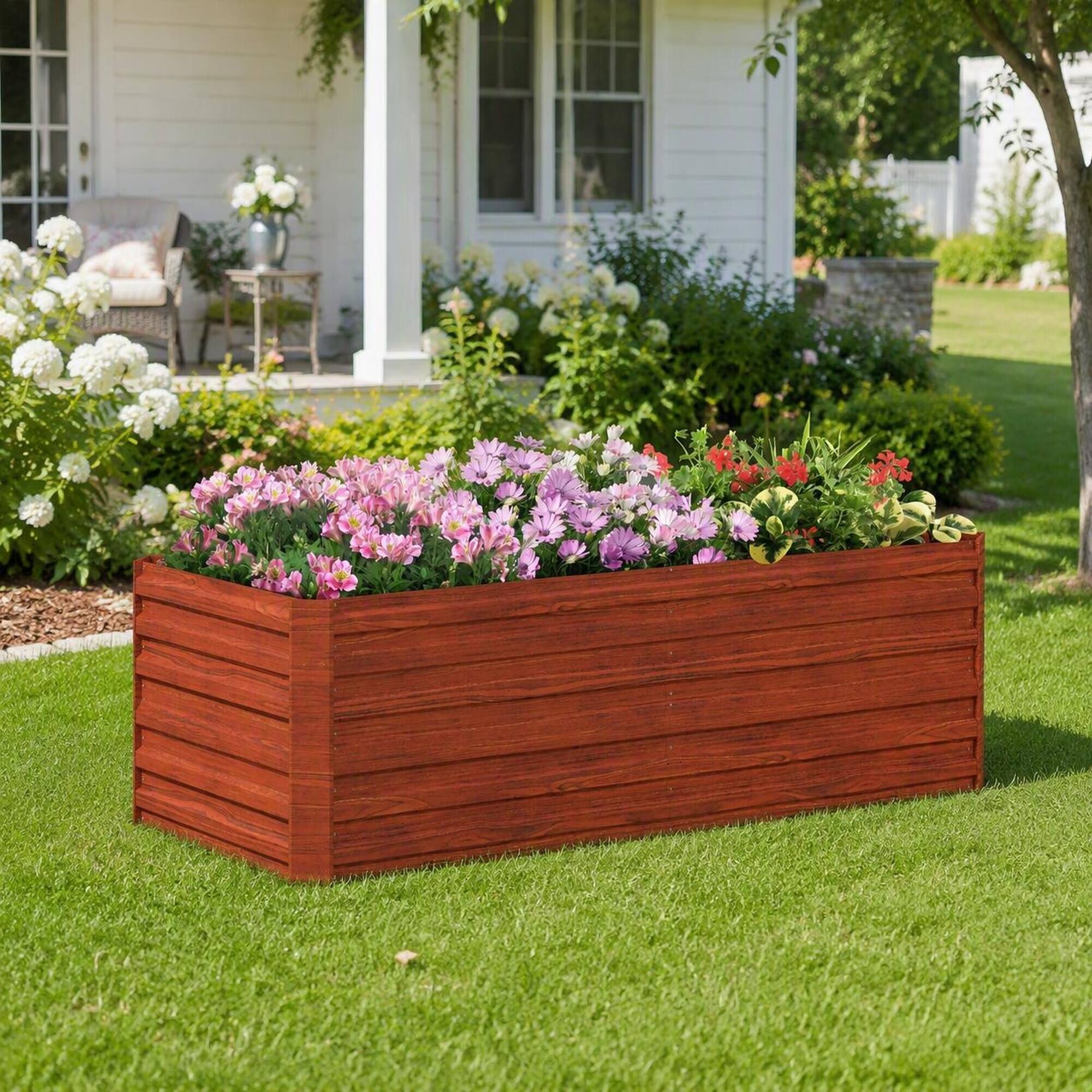 Alt View 1. RYHNUYNE - Galvanized Raised Garden Bed Kit 6x3x2 ft Tall Metal Planter Box for Vegetables Flowers Herbs, Dark Brown - Brown.