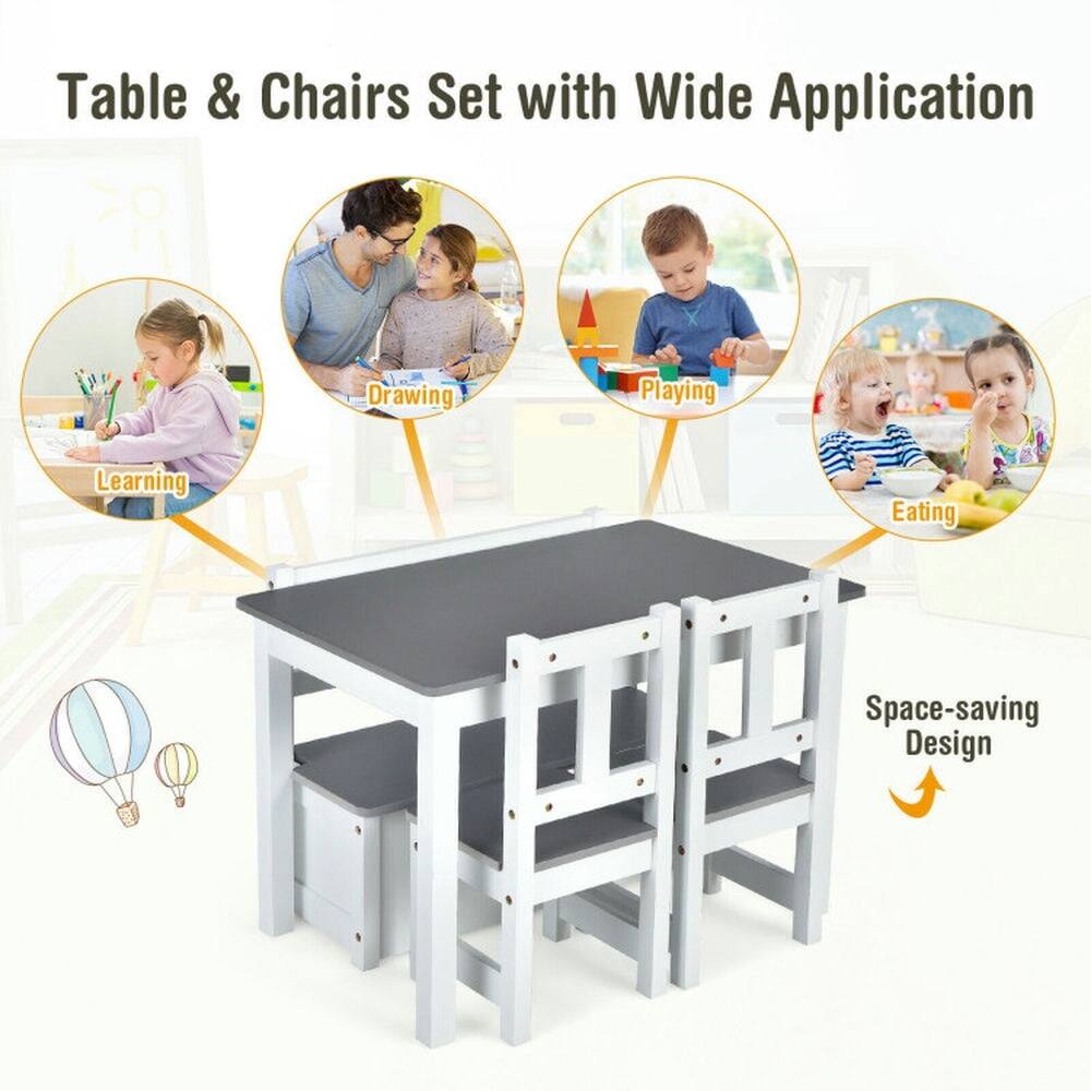 Table & Chairs Set with Wide Application  
Drawing  
Playing  
Learning  
Eating  
Space-saving Design