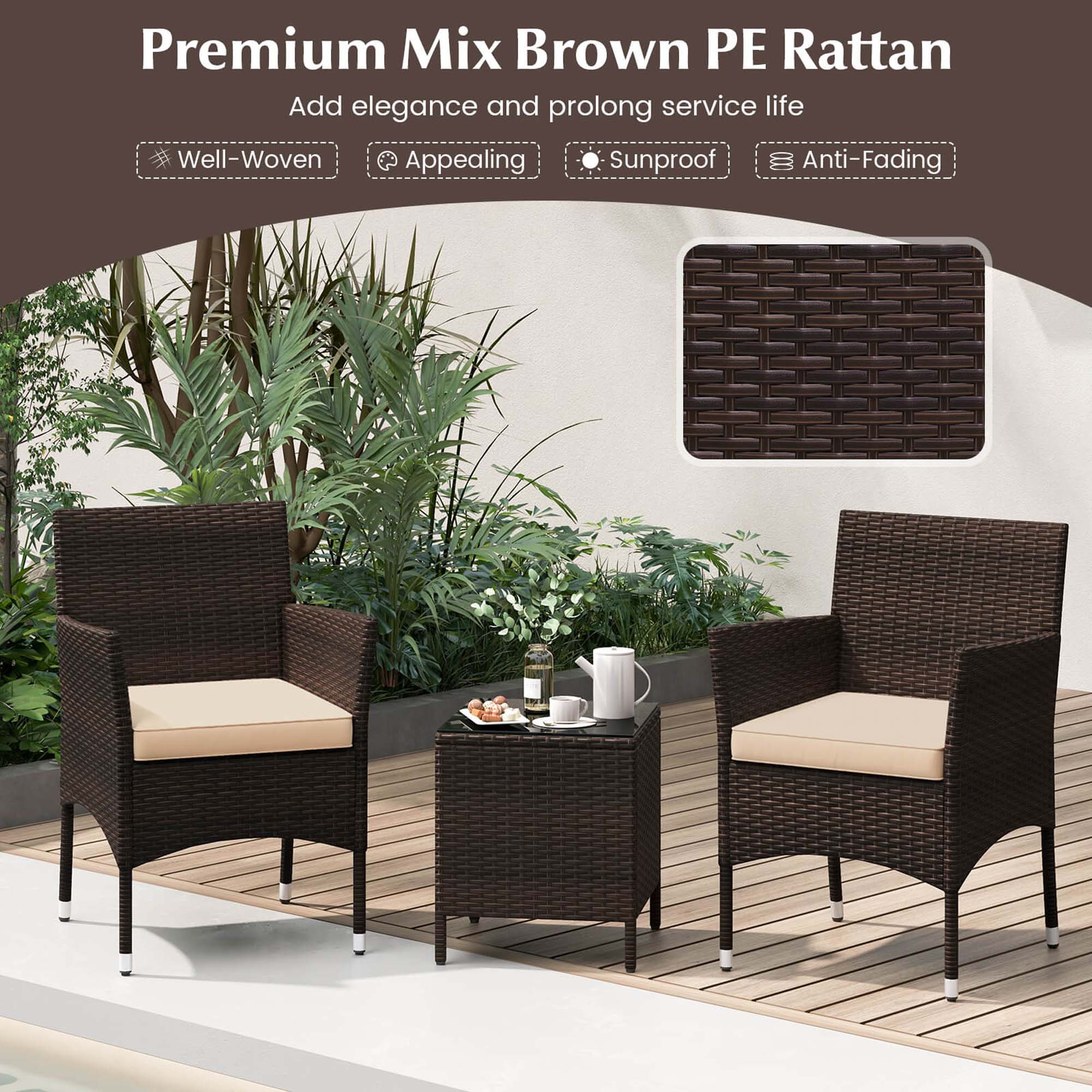 Premium Mix Brown PE Rattan Add elegance and prolong service life Well-Woven Appealing Sunproof Anti-Fading