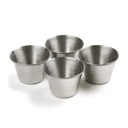 Front. Norpro - Stainless Steel Butter and Sauce Cups, Set of 4 - White.