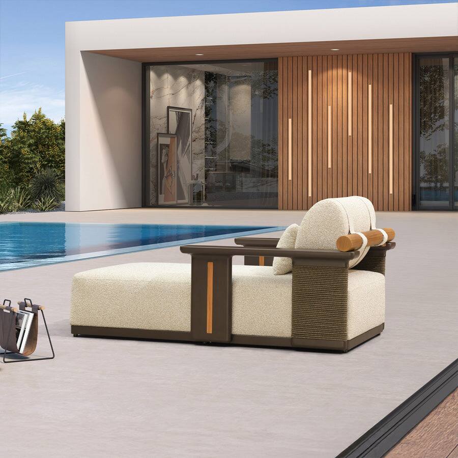 Alt View 1. PURPLE LEAF - Outdoor Aluminum Patio Lounge Chair with Pillow Lounger Recliner Chiar for Beach Pool Lawn Tanning Lounge - Bronze.
