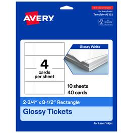 Avery - 2-3/4" x 8-1/2" Rectangle Tickets, Glossy 40ct - White
