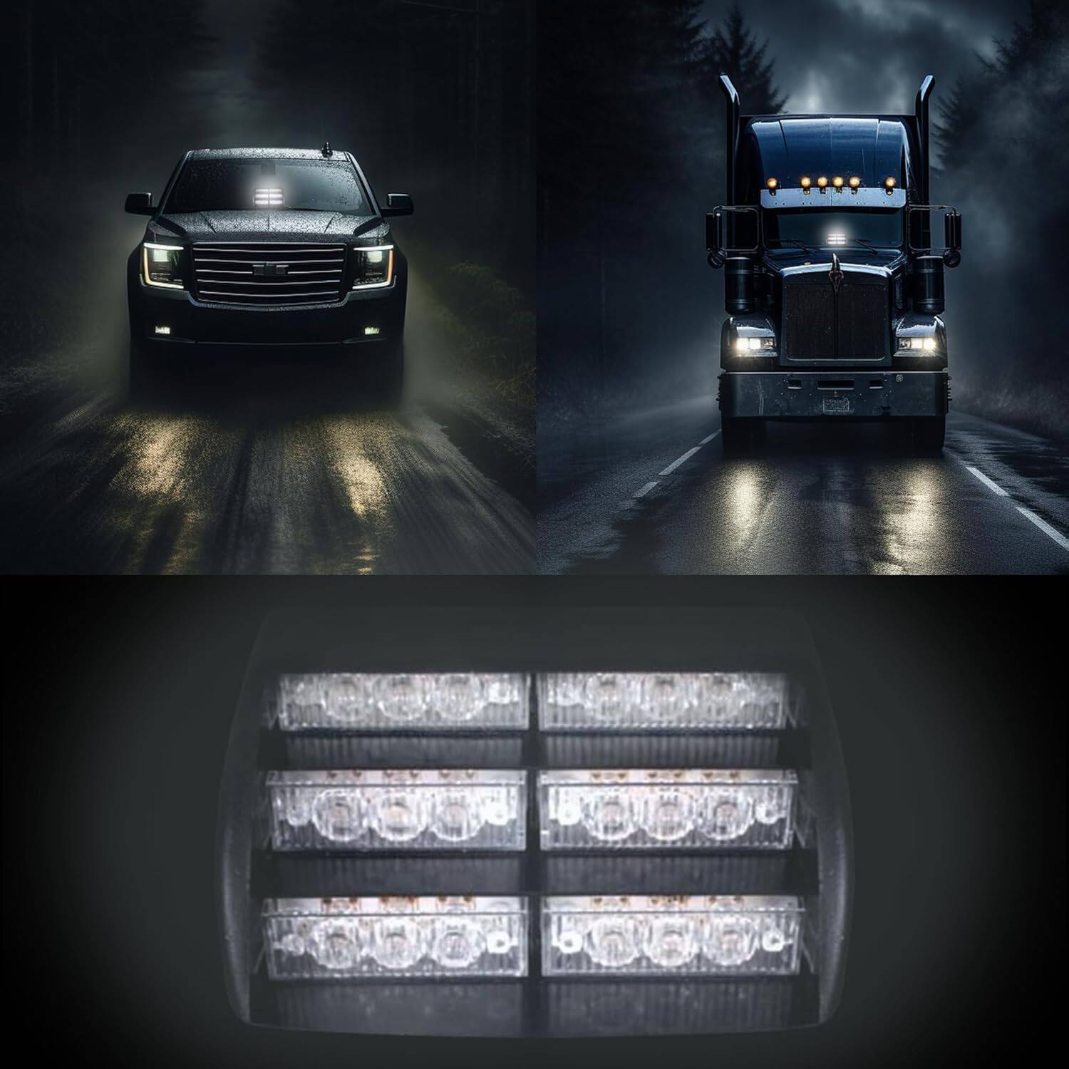 Alt View 1. HQRP - 18 LED Emergency Strobe Warning Light - DC 12 V Plug-In Windshield Mount, 4 Flash Patterns for Trucks.