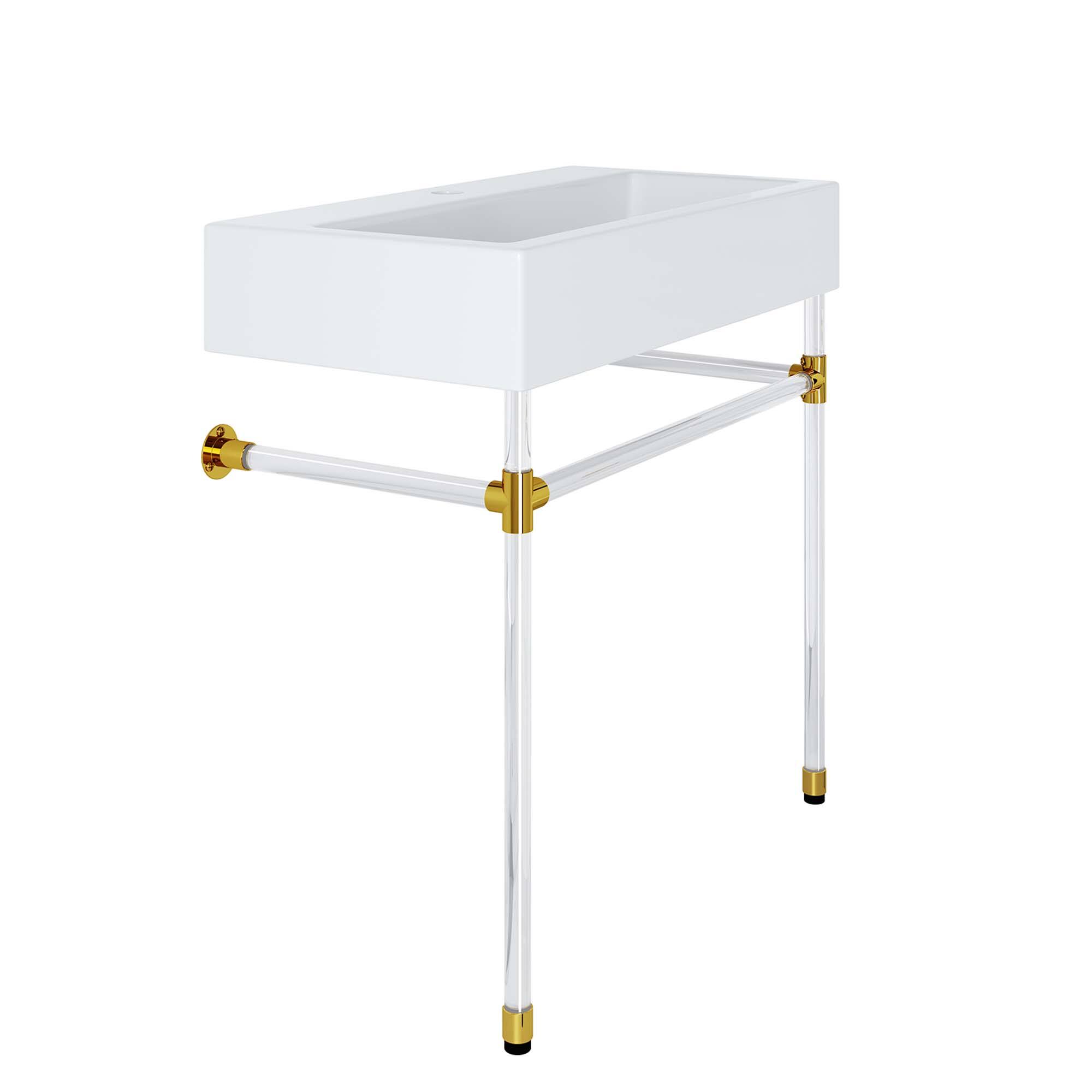 Back. Modway - Redeem Wall-Mount Bathroom Vanity Basin Included - Clear White.