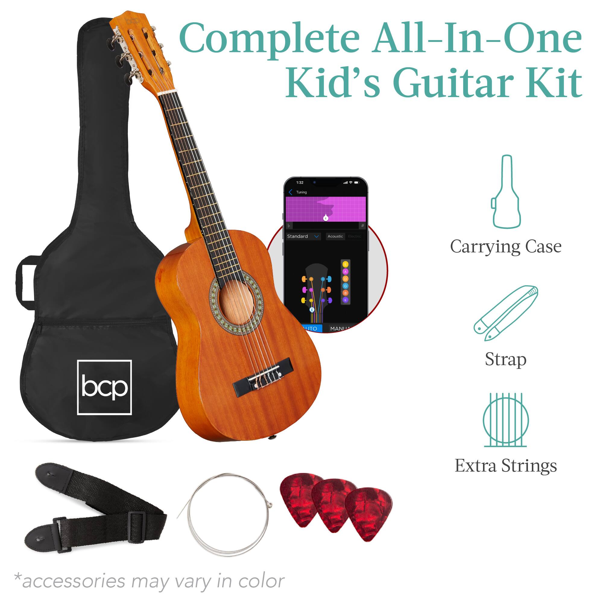 Complete All-In-One Kid's Guitar Kit

- Carrying Case
- Strap
- Extra Strings

*accessories may vary in color