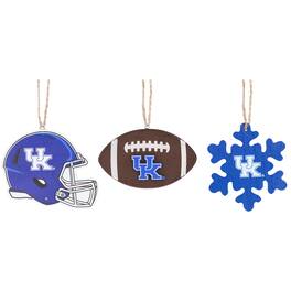 The Memory Company - Kentucky Wildcats Three-Pack Helmet, Football & Snowflake Ornament Set - Multicolor