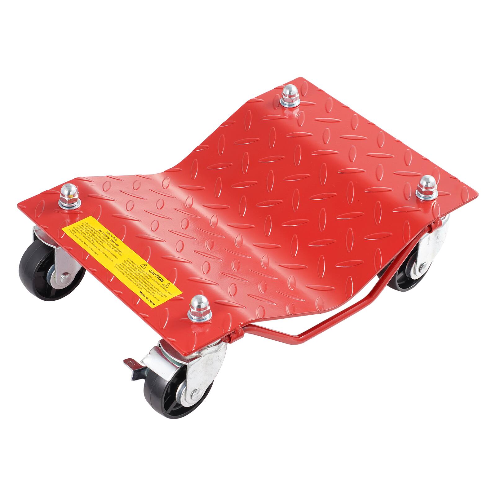 Alt View 5. VEVOR - Wheel Dolly,8000 lbs Capacity Heavy-Duty Steel Car Mover,Wheel Dolly Car Tire Stake Set with Brakes,Vehicle Moving Cart - Red.