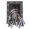 Front. Costway - Costway Animated Halloween Decoration 18” Hanging Skull Prisoner with Light-up Eyes - Black,White.