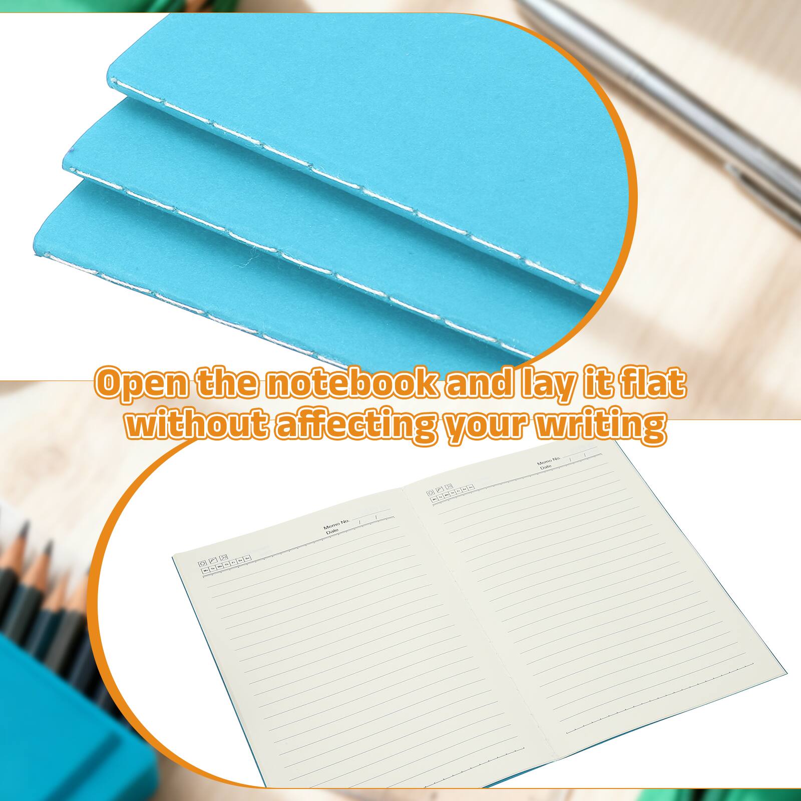 Open the notebook and lay it flat without affecting your writing