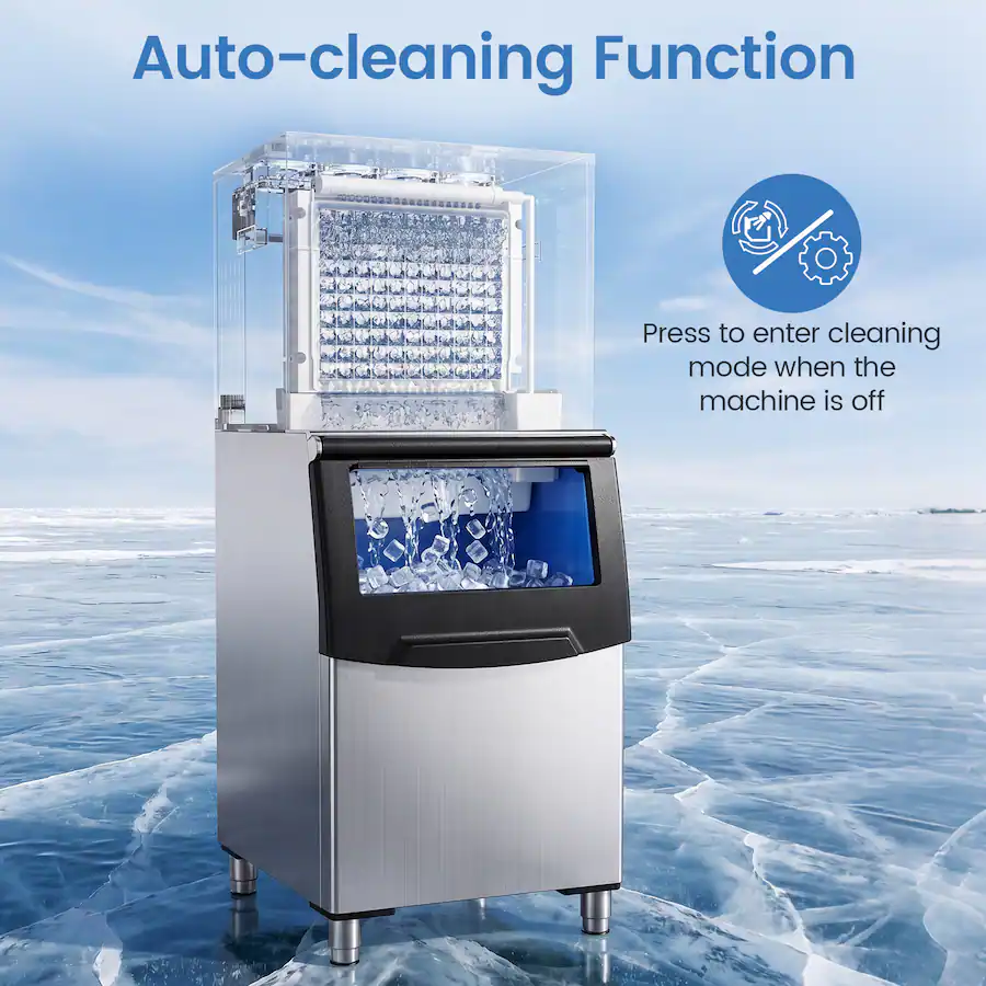 Auto Clean Function Costway Commercial Ice Maker 450 lbs/24H Ice Machine with 250 lbs ...