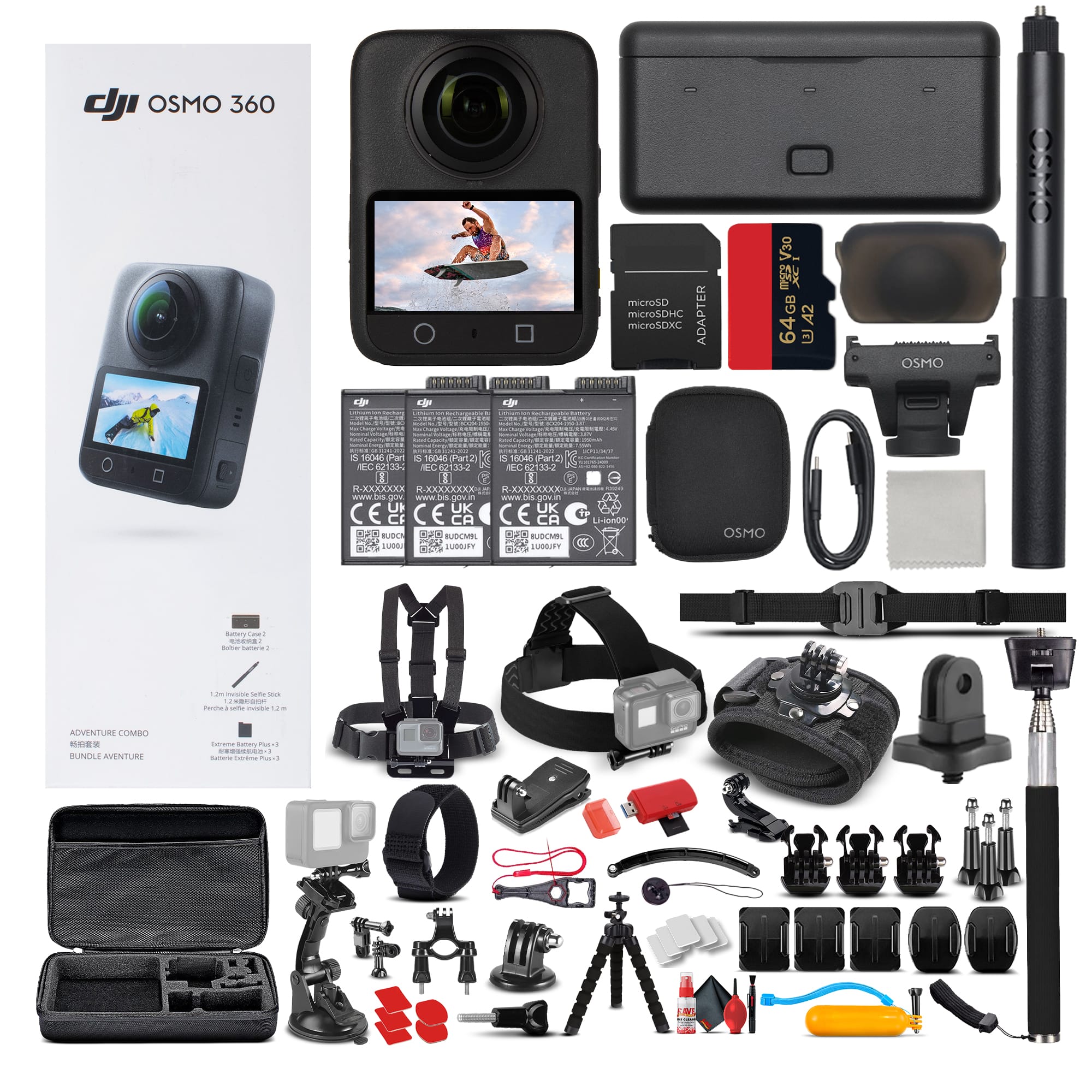 DJI - Osmo 360 Action Camera Adventure Combo with 50-in-1 Accessory Kit