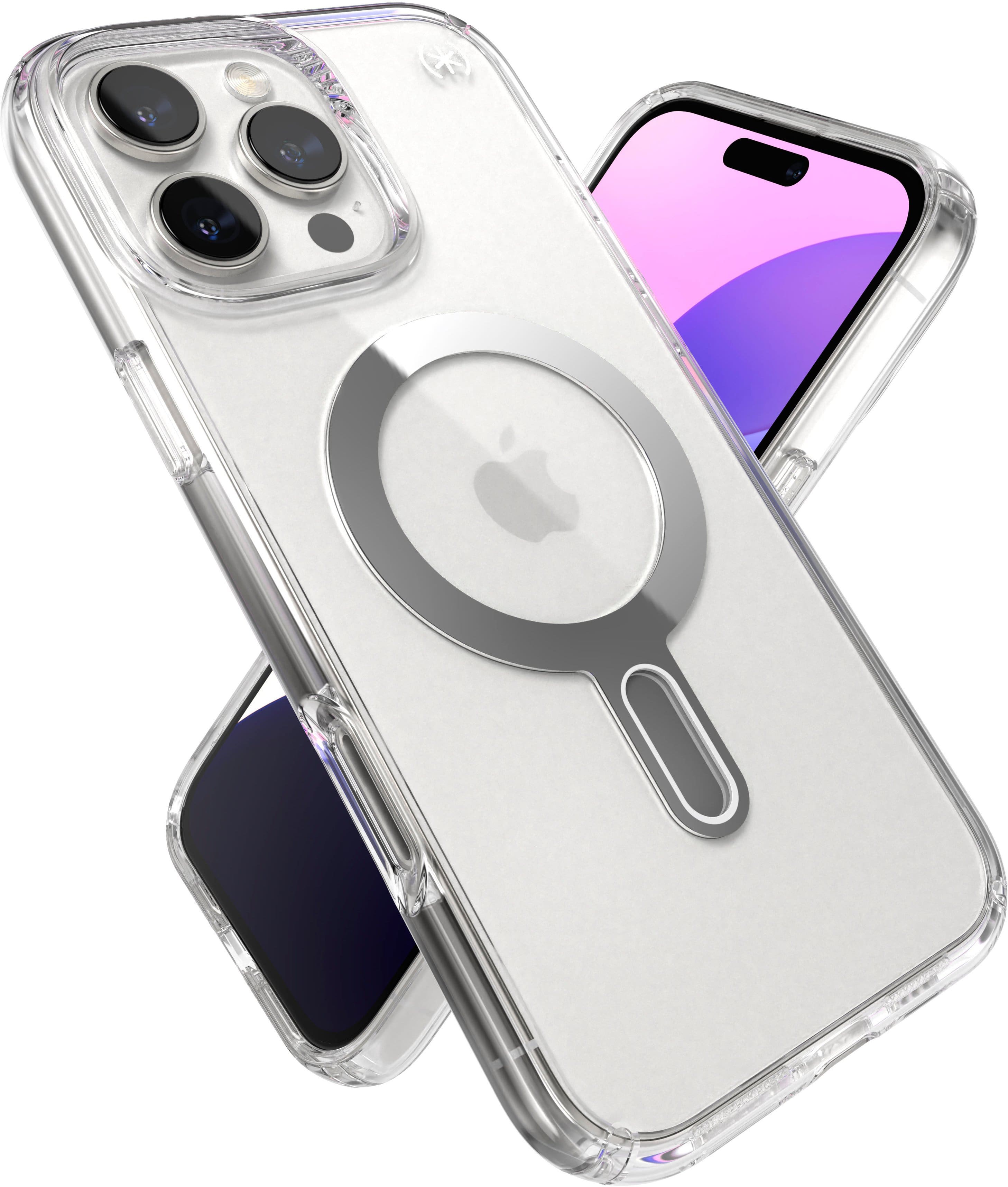 Alt View 10. Speck - Presidio Perfect Clear ClickLock Case with MagSafe for Apple iPhone 16 Pro Max - Clear/Chrome.