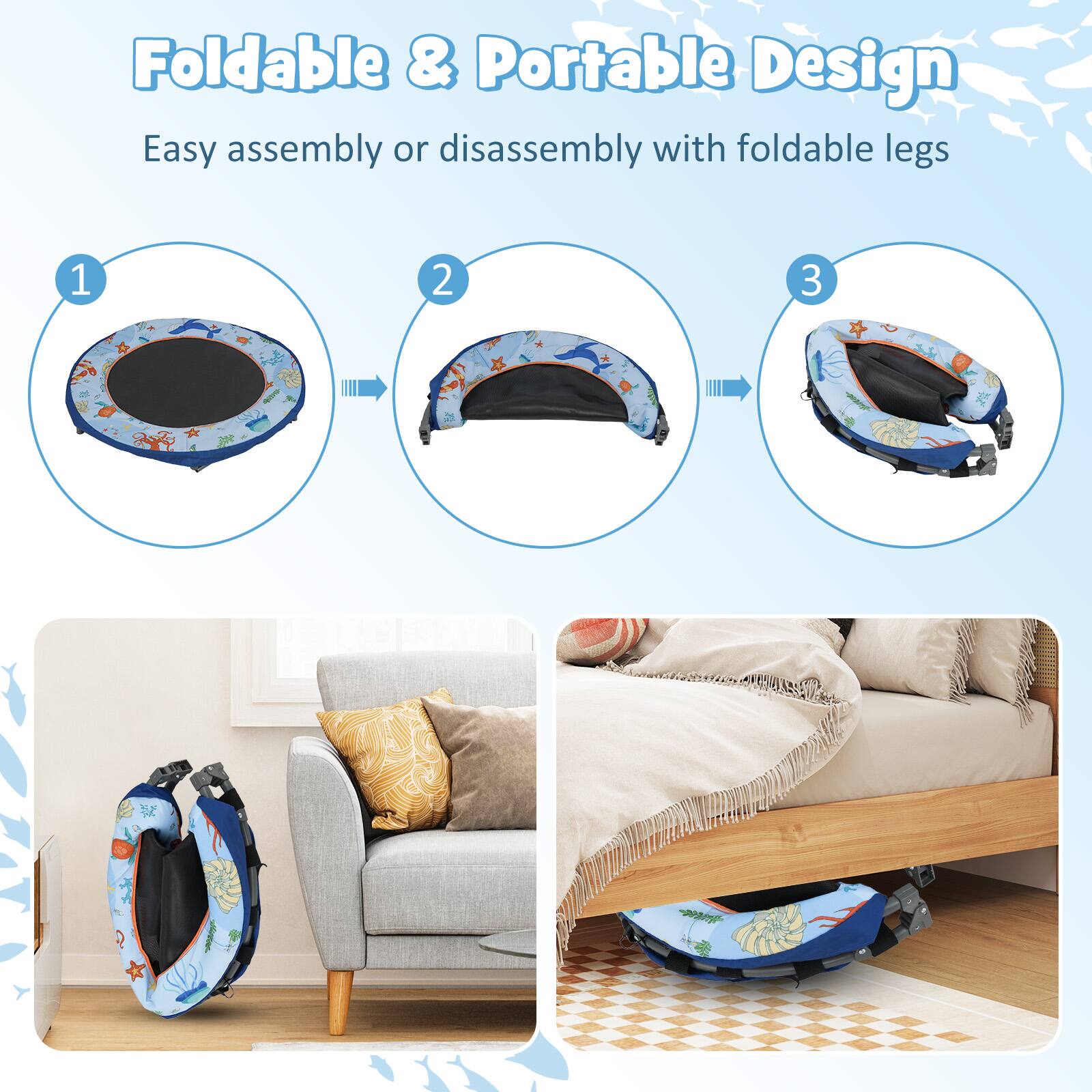 Foldable & Portable Design  
Easy assembly or disassembly with foldable legs  

1  
2  
3