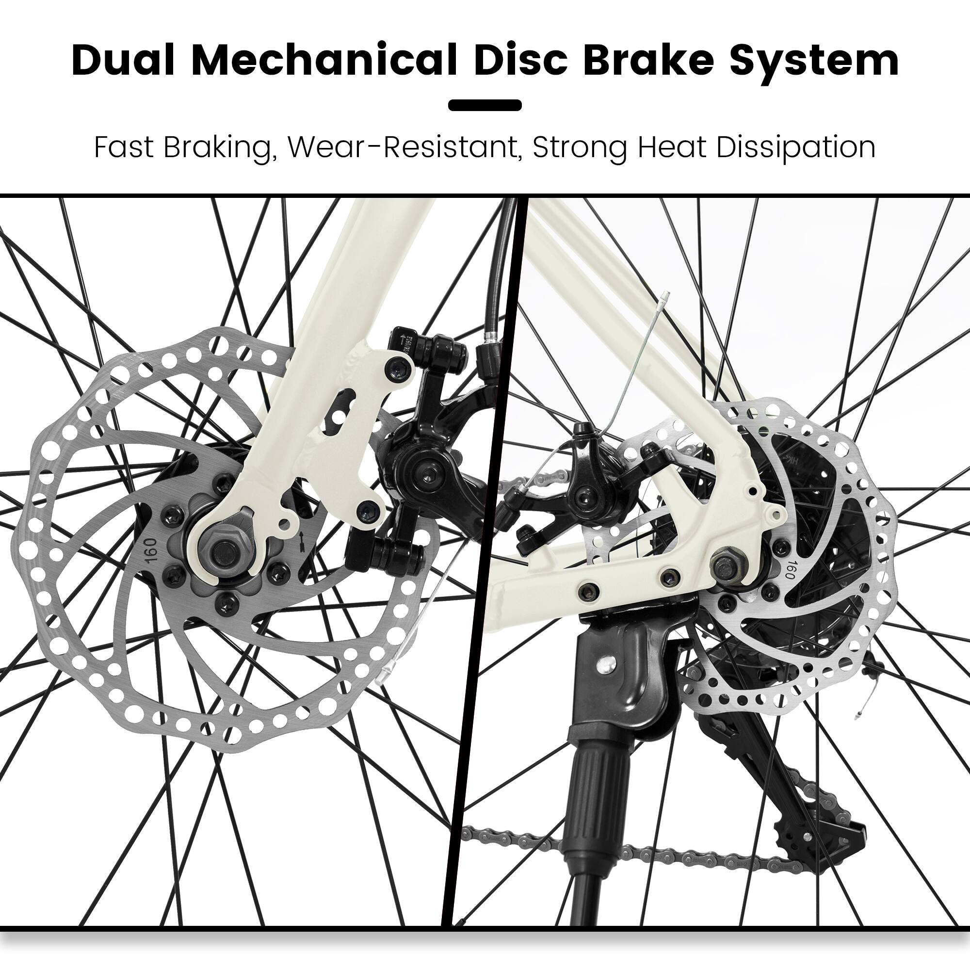 Dual Mechanical Disc Brake System  
Fast Braking, Wear-Resistant, Strong Heat Dissipation