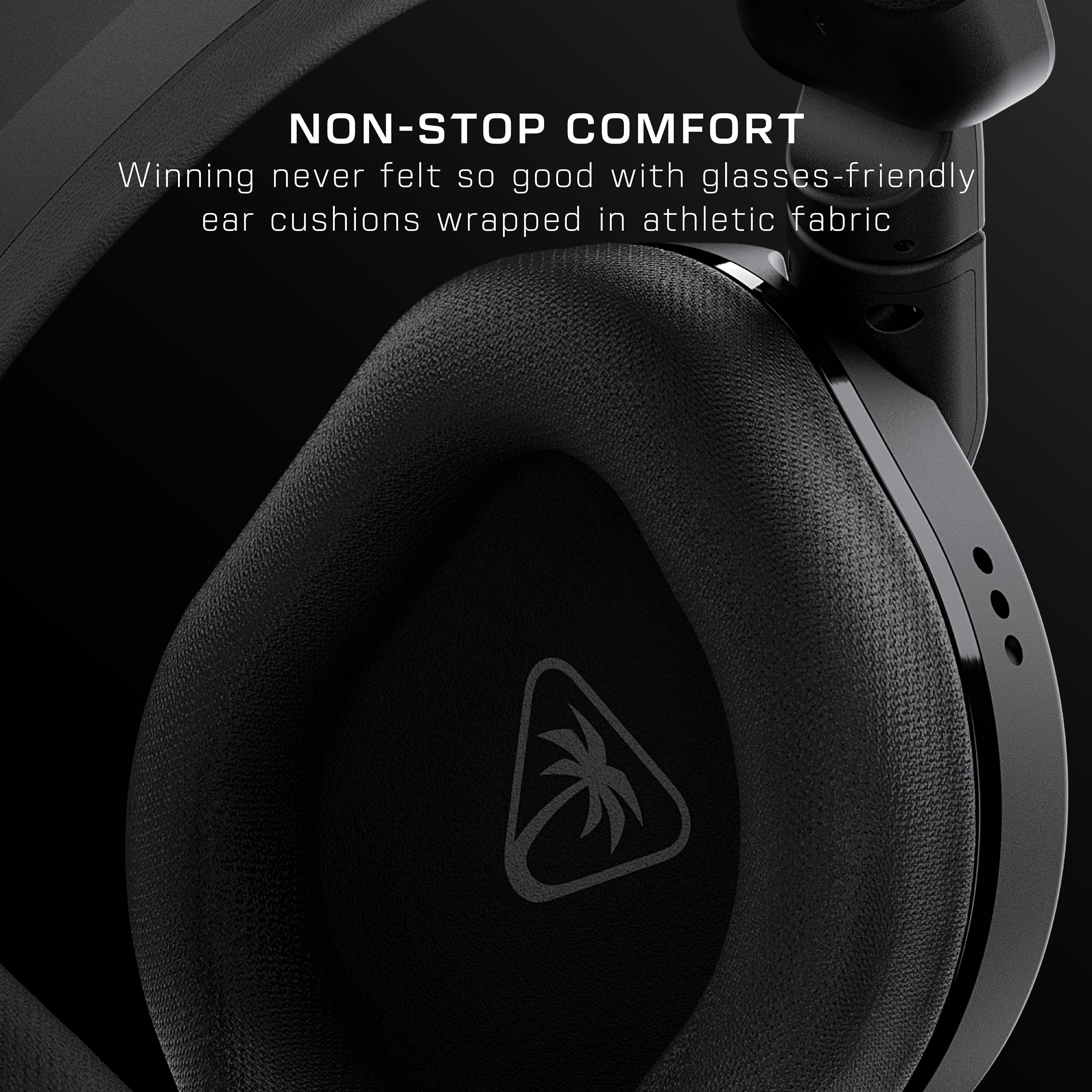 Non-Stop Comfort: Winning never felt so good with glasses-friendly ear cushions wrapped in athletic fabric.