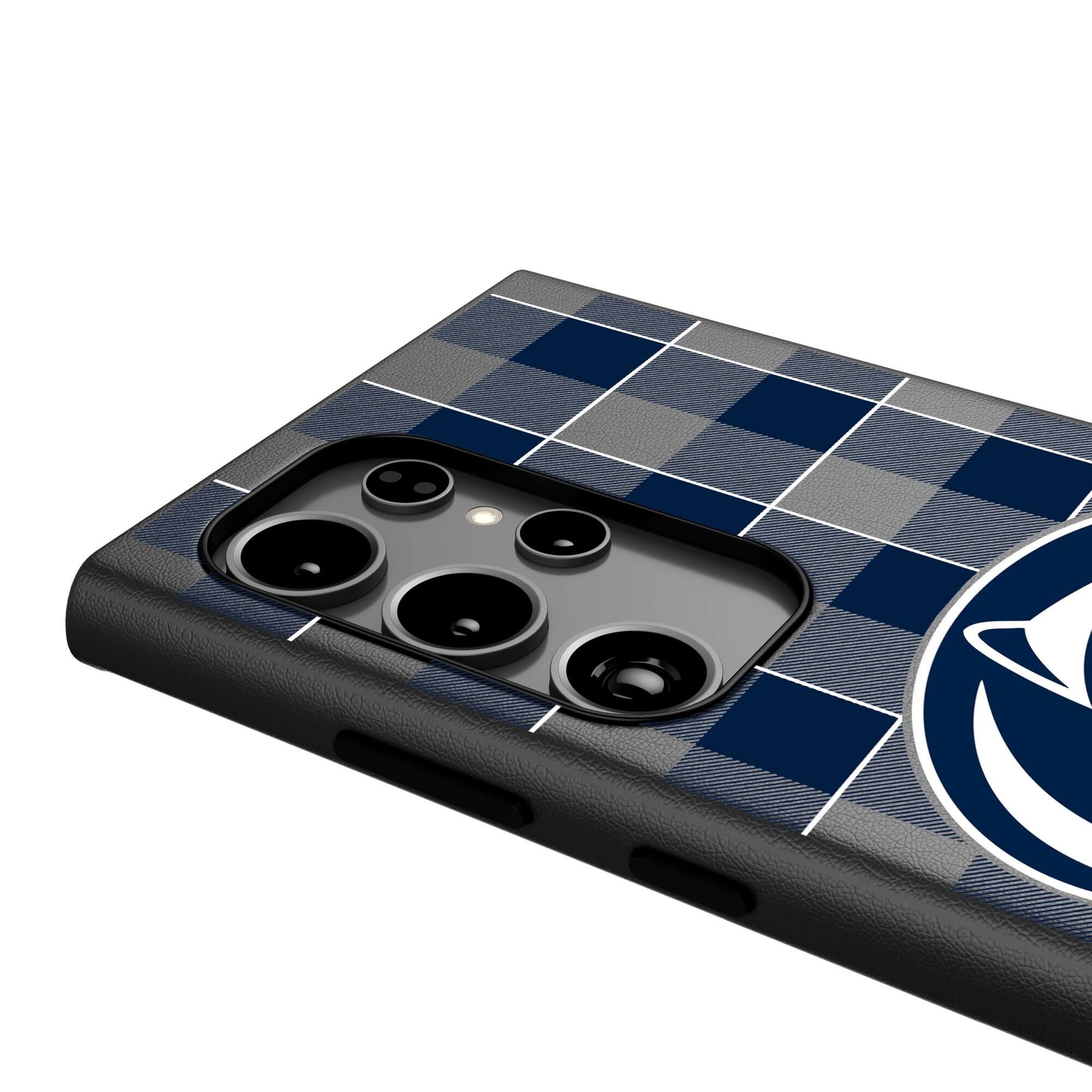 Alt View 3. Keyscaper - Penn State Nittany Lions Plaid Galaxy Magnetic Bump Case - S25 - Black.
