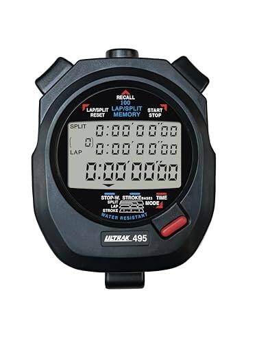 RECALL 100 LAP/SPLIT START RESET MEMORY STOP  
SPLIT  
LAP  
STOP-W. STROKE BASES TIME SPLIT MODE LAP STROKE WATER RESISTANT  
ULTRAK 495