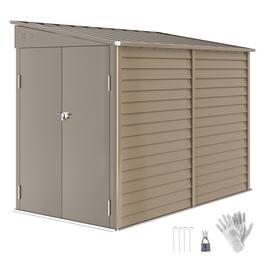 Outsunny - 4.6' x 9' Steel Outdoor Storage Shed, Lean to Shed, Metal Tool House with Foundation Kit, Lockable Doors