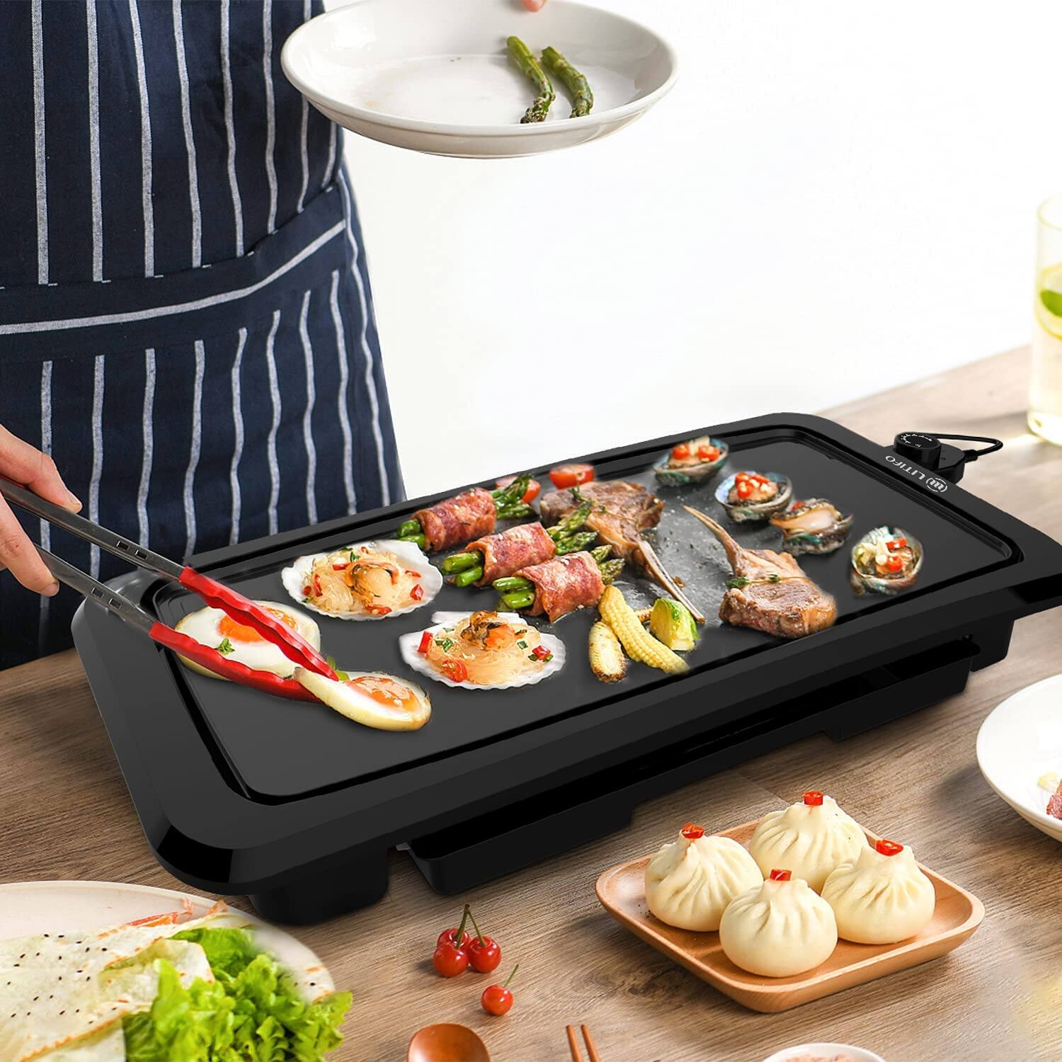 Alt View 7. Litifo - LITIFO Electric Griddle Indoor, 1450W Nonstick Extra Large BBQ Griddle Pan Black - Black.