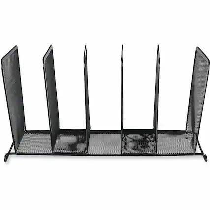 Front. Universal - Universal Desktop File Sorter 5 Compartment 7.50" x 14.63" x 8.13" Black Metal Wire Metal Mesh - Black.