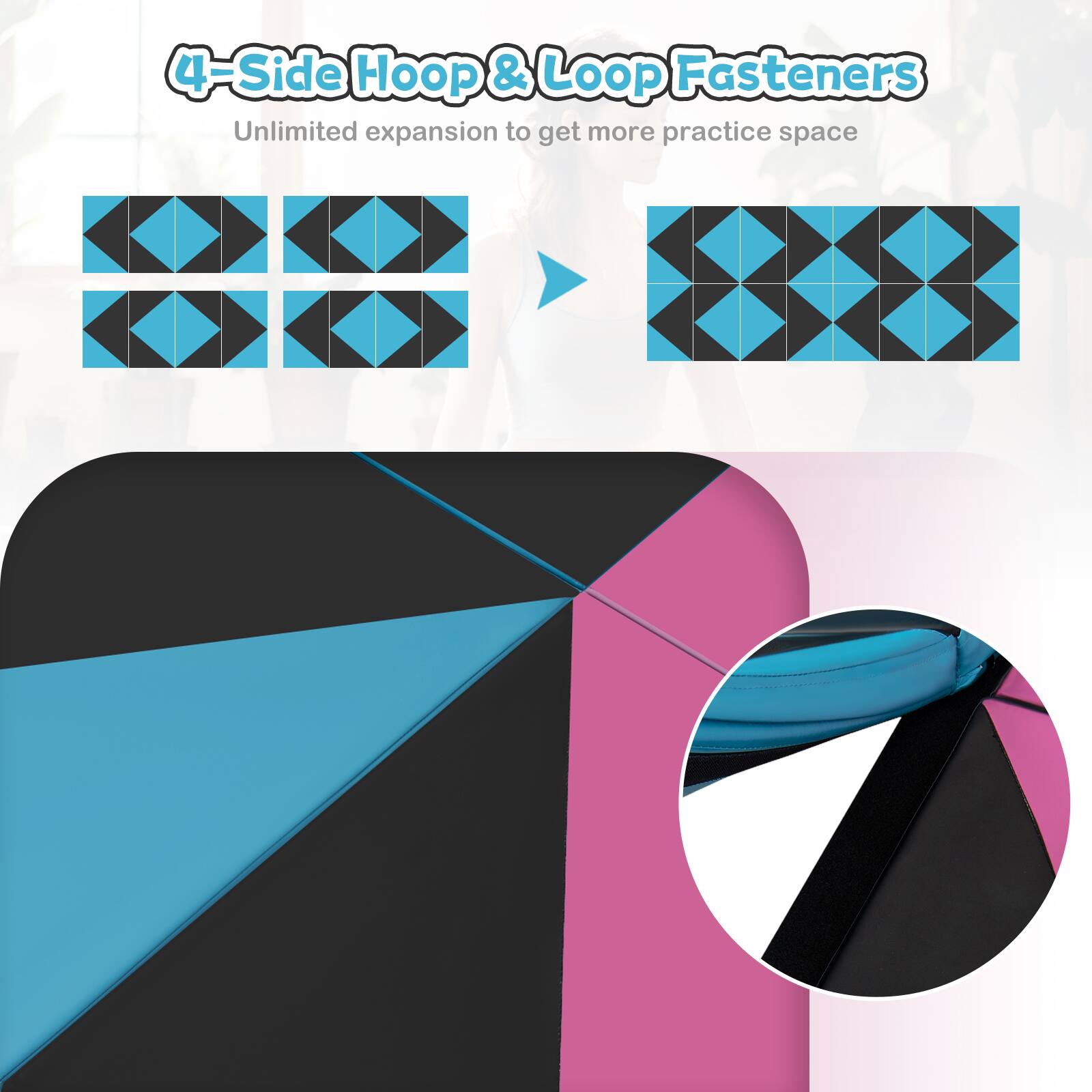 4-Side Hoop & Loop Fasteners  
Unlimited expansion to get more practice space