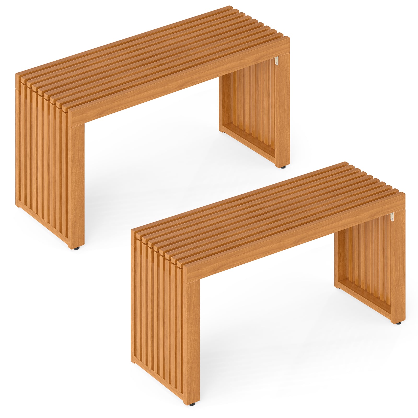 Gymax - 2 PCS 36 Inch Patio Bench All-Slat Acacia Wood Loveseat for 2 People 800 lbs Capacity - Teak price history on PriceWatchPro