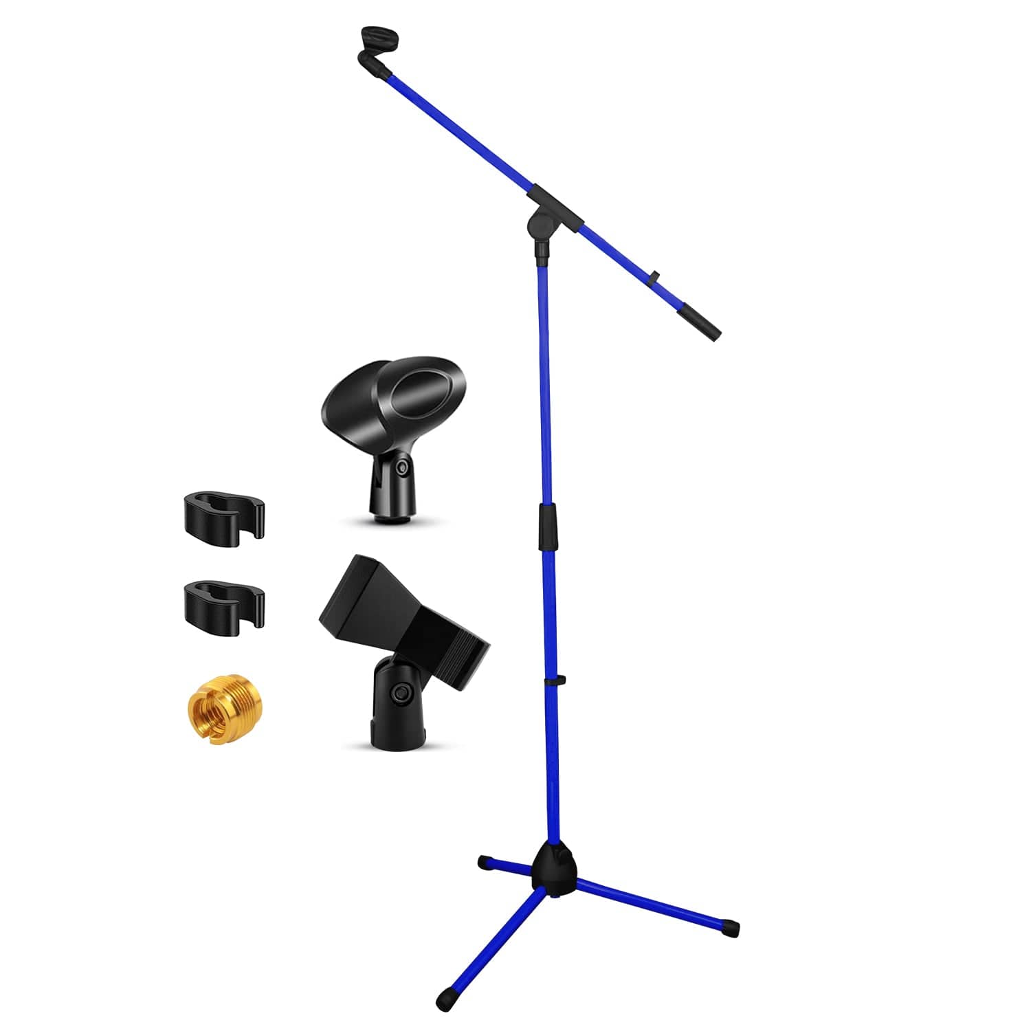 5 CORE - Mic Stand Floor Height Adjustable Tripod Microphone Stands w Extending Telescoping Boom Arm-MS 080 D-BLU