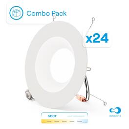 Infibrite - 6 In. 5CCT Selectable 12W 1100LM Recessed Retrofit LED Sleek Series Downlight Kit, Dimmable, Wet Rated (24 Pack) - White