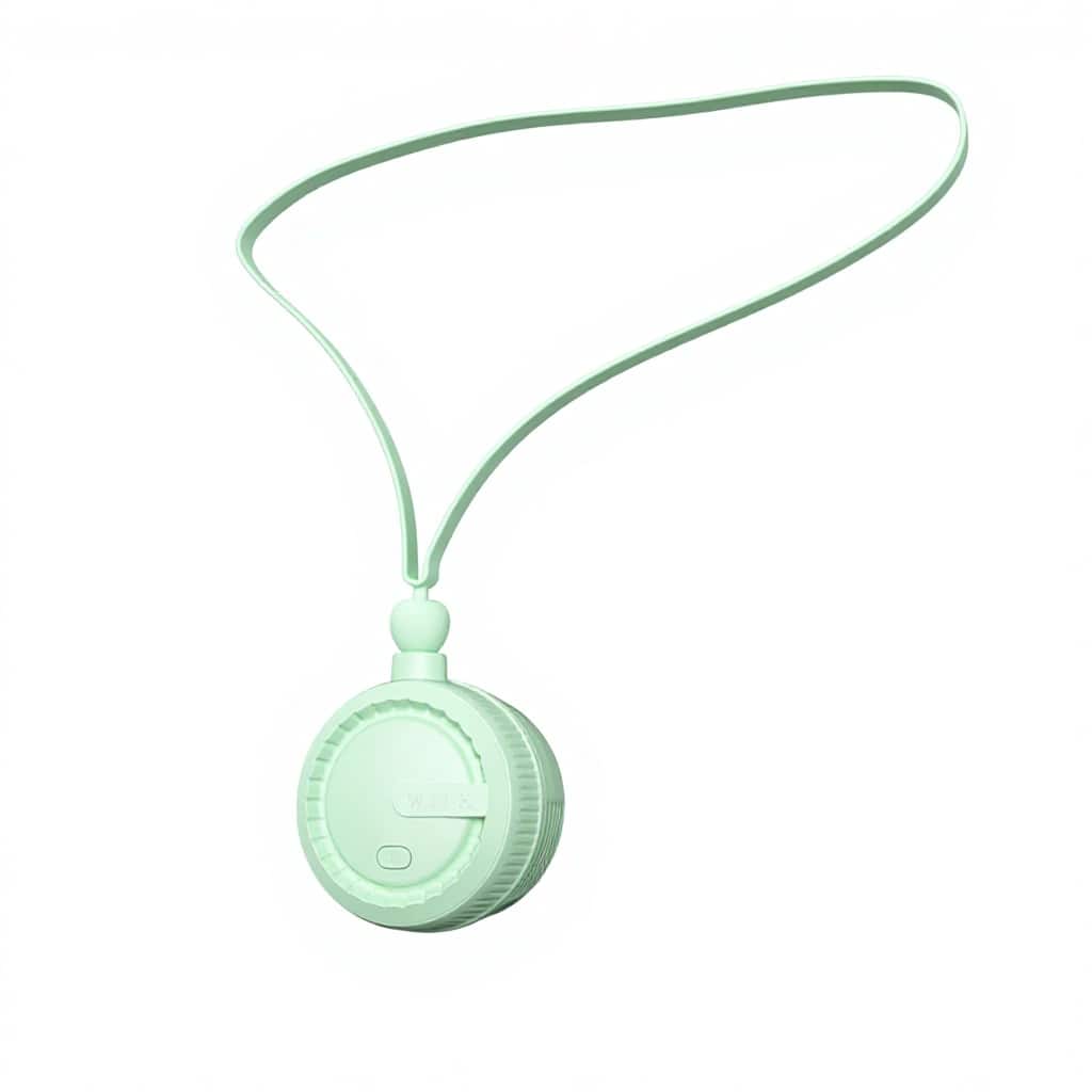 Cluzine - Mint Green Mini Neck Portable Fan, 3-Speed, 360° Rotatable, Long Battery, 3-in-1 Use, No Hair Wrap