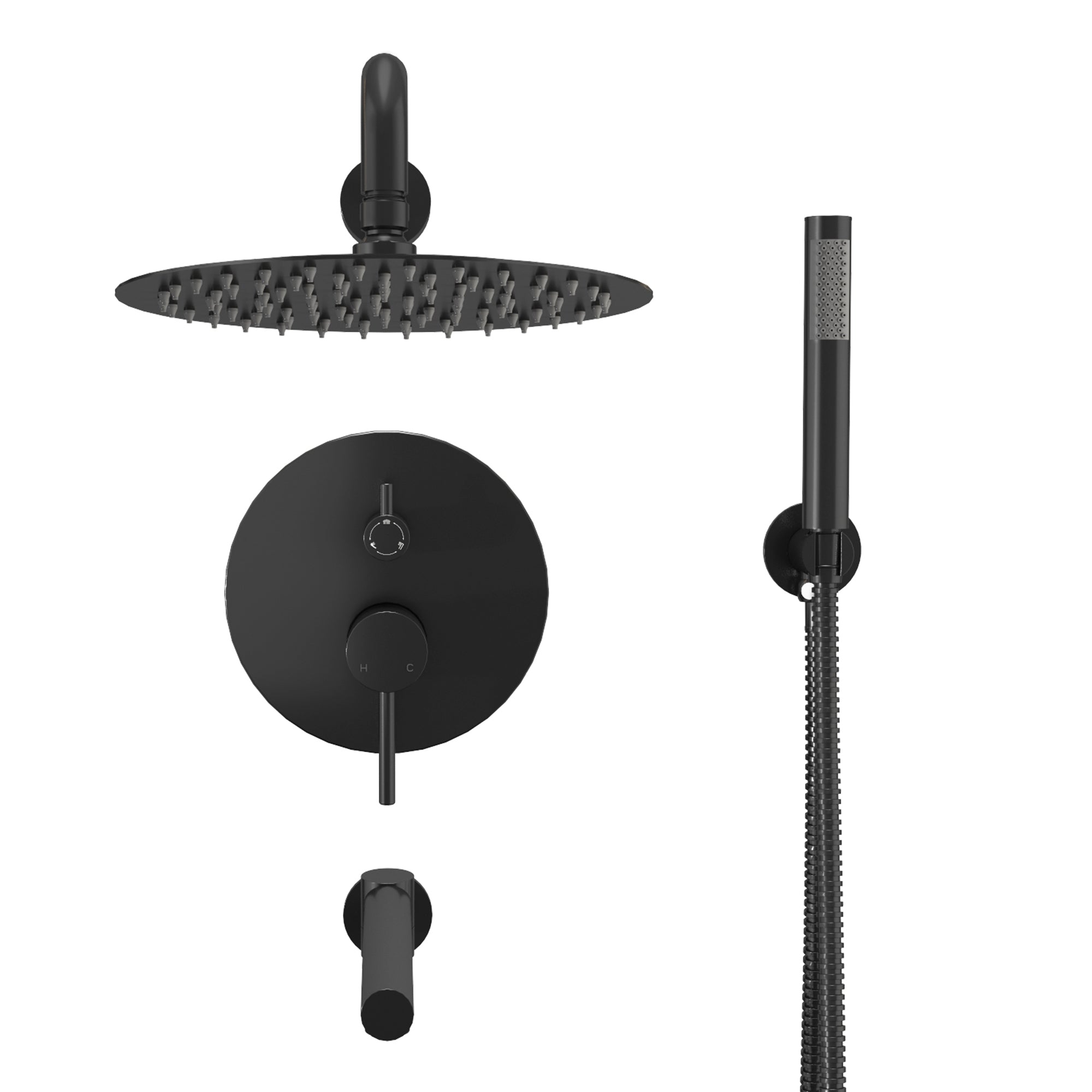 Alt View 9. Boyel Living - Wall Mount 10 in. Single Handle 1-Spray Tub and Shower Faucet 1.8 GPM in Matte Black Pressure Balance Valve Included - Matte Black.