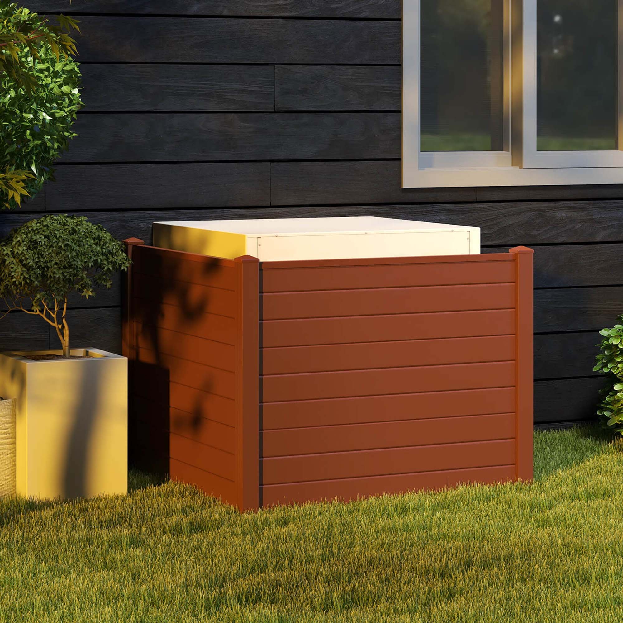 Alt View 2. Costway - 2 Pack 48" x 37.5" Air Conditioner Fence Screen Panel Kit with 3 Ground Stakes - Brown.