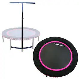 Leaps & Rebounds - 48" Adjustable Stability Bar with 48" Fitness Trampoline, Pink - Black