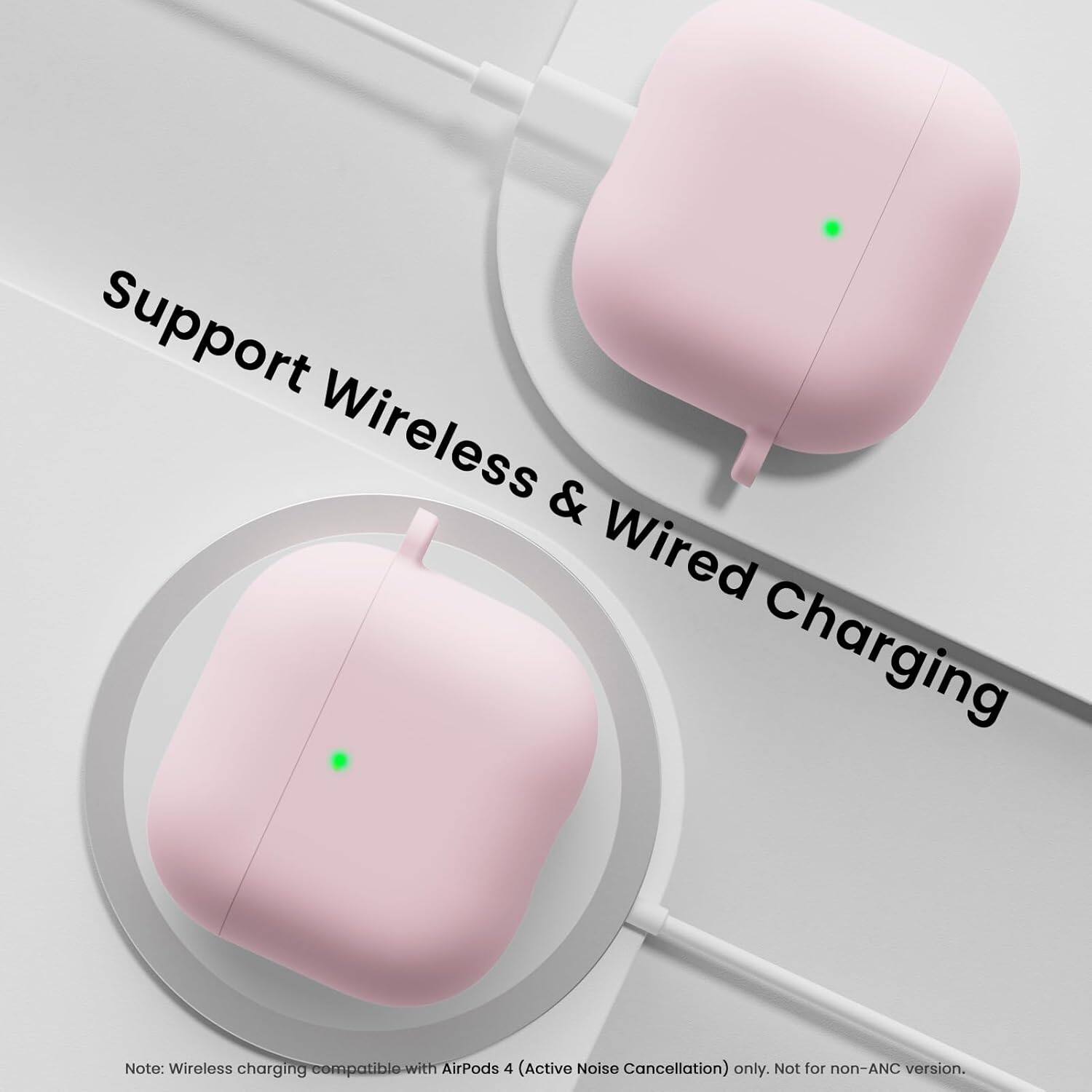Support Wireless & Wired Charging Note: Wireless charging compatible with AirPods 4 (Active Noise Cancellation) only. Not for non-ANC version.