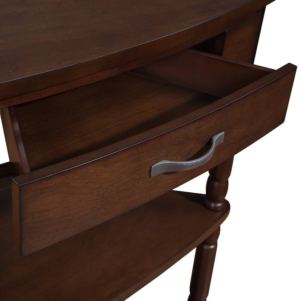 Alt View 4. Loheer - Loheer 33.8 Inch Small Triangle Corner Table 3 Tier Wood Corner Side Table with Solid Wood Legs Light Espresso - Light Espresso.