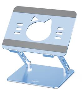 HongFei - Laptop Stand for Desk – Adjustable Aluminum Laptop Riser with Cat-Shaped Cooling Vent, Portable Desk Gift & Decor - Sky Blue