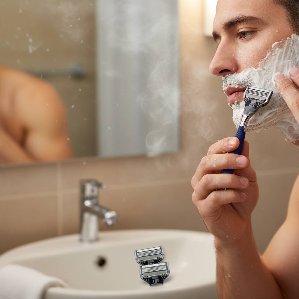 Alt View 1. Dazzed Corner - Original Shaving Kit for Men – Razor Handle - Blue.