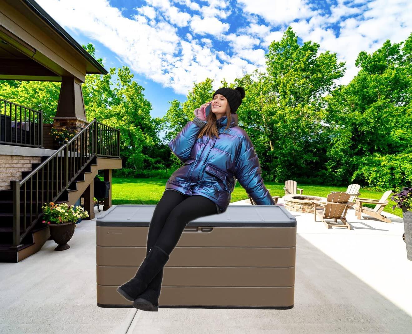 Alt View 1. Yardgrace - Resin Outdoor Storage Box with Seat, Waterproof Deck Box for Patio Furniture, Garden Tools & Home Accessories - brown.