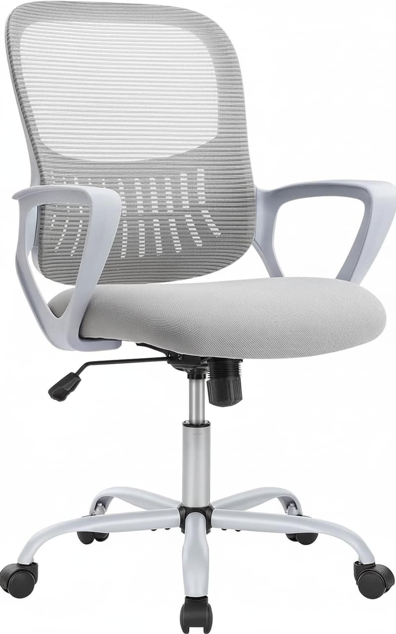AOITUN - Ergonomic Office Chair, Mid Back Mesh Desk Chair with Lumbar Support for Home Office - Gray