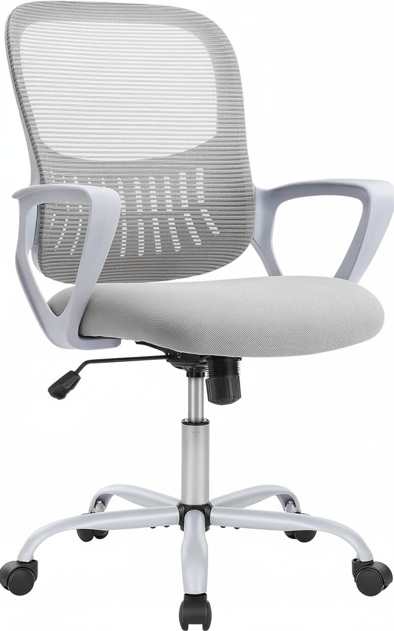 Front. AOITUN - Ergonomic Office Chair, Mid Back Mesh Desk Chair with Lumbar Support for Home Office, Gray - Gray.