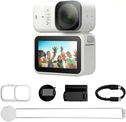 Front. Xtra - Atto Wearable 4k Action Camera-54g Lightweight, 1/1.3″ Sensor, 220‑Min Max Recording, 5-Min Pre-Recording, Stabilization - White.